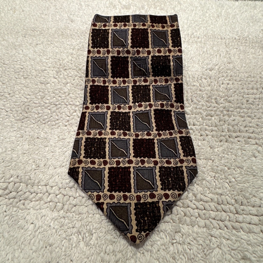 Dino Orsini Tie‎ Art Deco Rockabilly Geometric Italy Silk Hand Made Foulard VTG